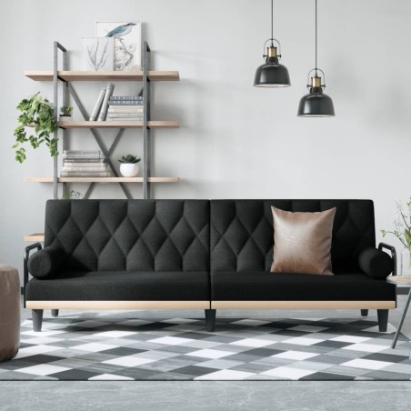 vidaXL Sofá cama con reposabrazos tela negro