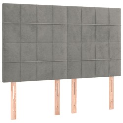 vidaXL Cabeceros 4 unidades terciopelo gris claro 72x5x78/88 cm