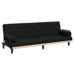 vidaXL Sofá cama con reposabrazos tela negro