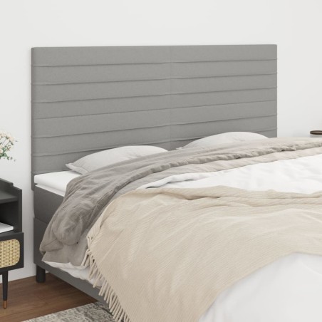 vidaXL Cabeceros 4 unidades de tela gris claro 80x5x78/88 cm