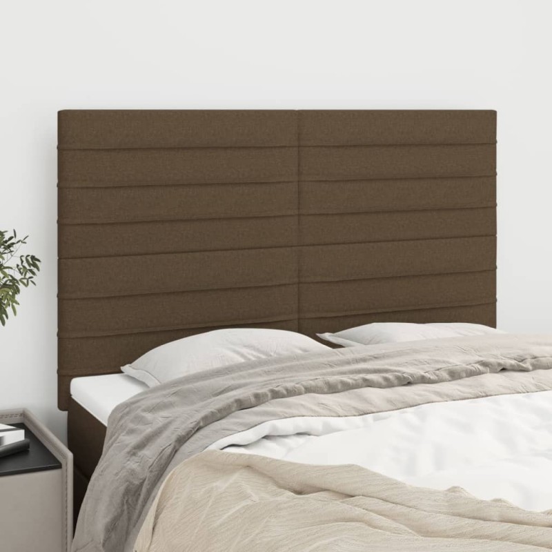 vidaXL Cabeceros 4 unidades tela marrón oscuro 72x5x78/88 cm vidaXL Cabeceros 4 unidades tela marrón oscuro 72x5x78/88 cm
