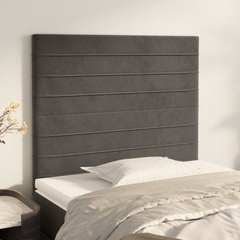vidaXL Cabeceros 2 unidades de terciopelo gris oscuro 80x5x78/88 cm vidaXL Cabeceros 2 unidades de terciopelo gris oscuro 80x5x78/88 cm