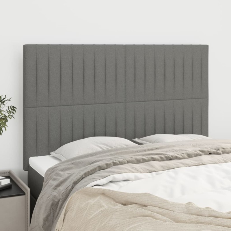 vidaXL Cabeceros 4 unidades tela gris oscuro 72x5x78/88 cm vidaXL Cabeceros 4 unidades tela gris oscuro 72x5x78/88 cm
