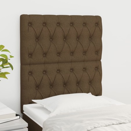 vidaXL Cabeceros 2 unidades de tela marrón oscuro 80x7x78/88 cm