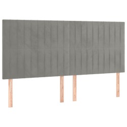 vidaXL Cabeceros 4 unidades de terciopelo gris claro 90x5x78/88 cm