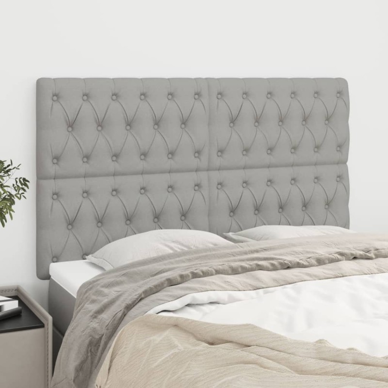 vidaXL Cabeceros 4 unidades tela gris claro 72x7x78/88 cm vidaXL Cabeceros 4 unidades tela gris claro 72x7x78/88 cm
