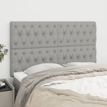 vidaXL Cabeceros 4 unidades tela gris claro 72x7x78/88 cm