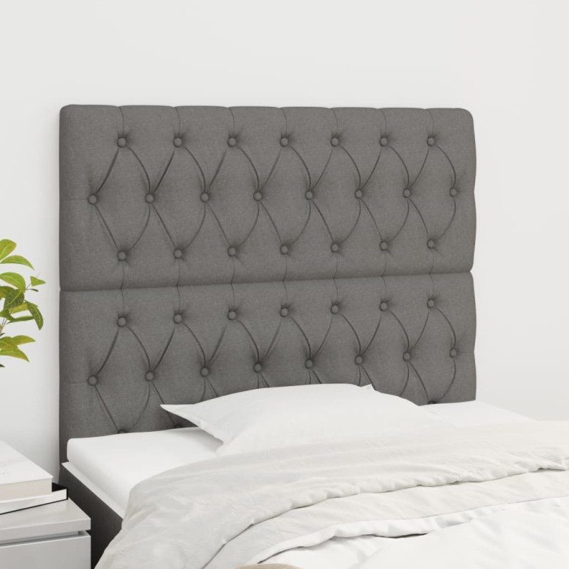 vidaXL Cabeceros 2 unidades de tela gris oscuro 90x7x78/88 cm vidaXL Cabeceros 2 unidades de tela gris oscuro 90x7x78/88 cm