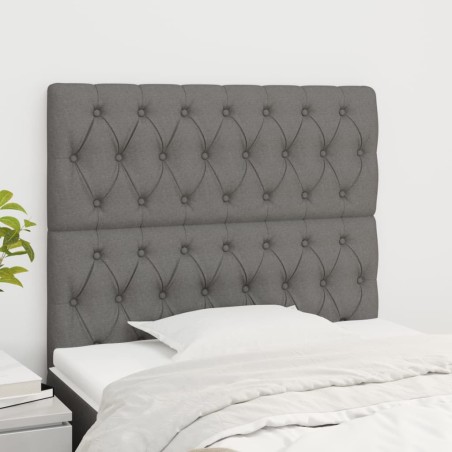 vidaXL Cabeceros 2 unidades de tela gris oscuro 90x7x78/88 cm