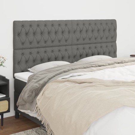 vidaXL Cabeceros 4 unidades de tela gris oscuro 100x7x78/88 cm