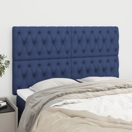 vidaXL Cabeceros 4 unidades tela azul 72x7x78/88 cm