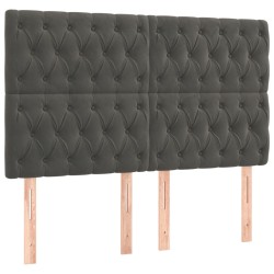 vidaXL Cabeceros 4 unidades de terciopelo gris oscuro 80x7x78/88 cm