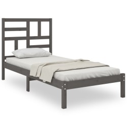 vidaXL Estructura de cama de madera maciza gris 100x200 cm