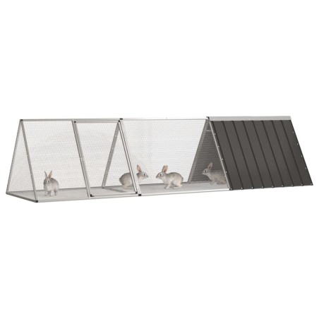 vidaXL Jaula de conejos acero galvanizado antracita 302,5x80,5x71 cm