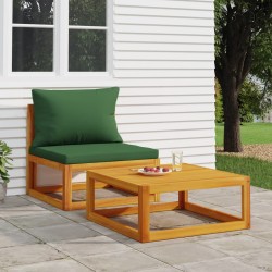 vidaXL Sofás de jardín 2 pzas con cojines madera maciza acacia