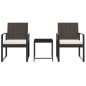vidaXL Set comedor de jardín 3 pzas y cojines PP aspecto ratán marrón vidaXL Set comedor de jardín 3 pzas y cojines PP aspecto ratán marrón