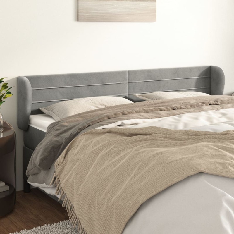 vidaXL Cabecero de terciopelo gris claro 163x23x78/88 cm vidaXL Cabecero de terciopelo gris claro 163x23x78/88 cm