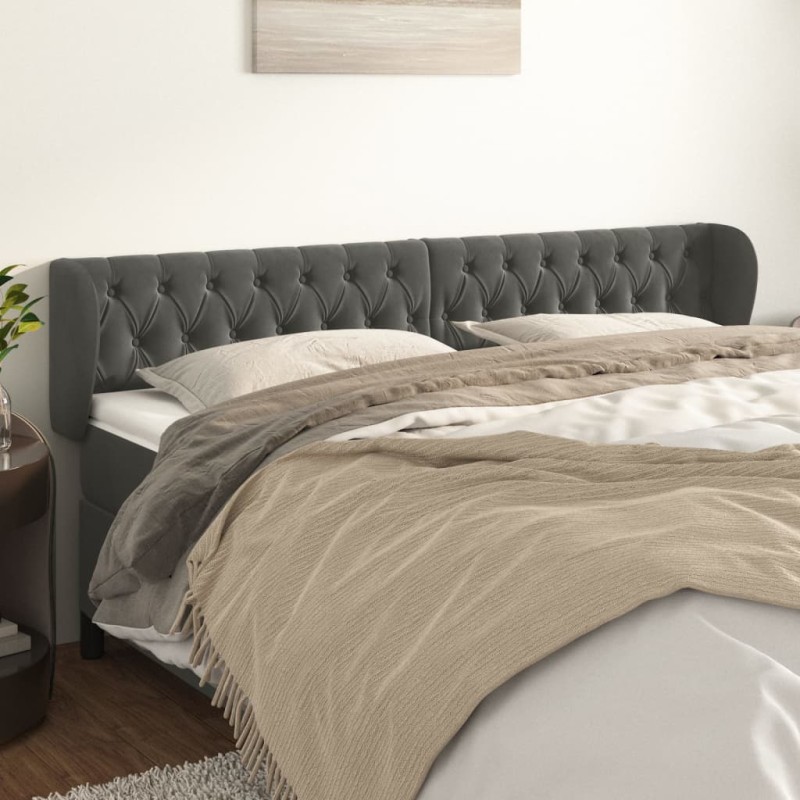 vidaXL Cabecero de terciopelo gris oscuro 203x23x78/88 cm vidaXL Cabecero de terciopelo gris oscuro 203x23x78/88 cm
