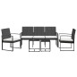 vidaXL Set comedor de jardín 5 pzas con cojines PP aspecto ratán negro vidaXL Set comedor de jardín 5 pzas con cojines PP aspecto ratán negro