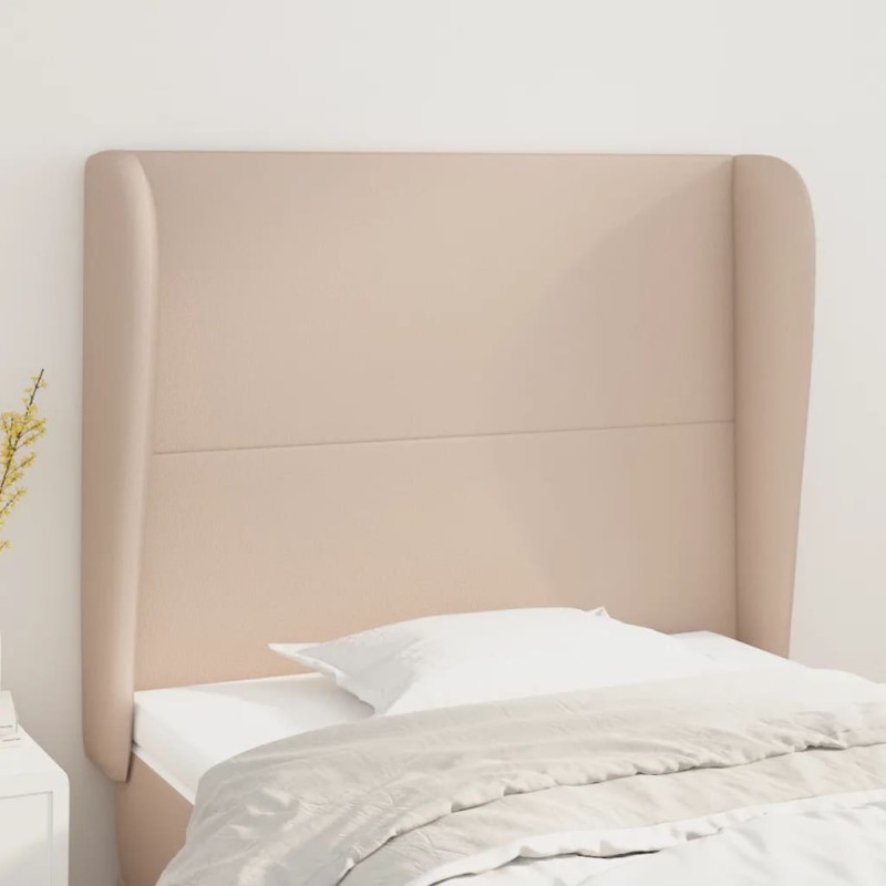 vidaXL Cabecero con orejas cuero sintético capuchino 103x23x118/128 cm vidaXL Cabecero con orejas cuero sintético capuchino 103x23x118/128 cm