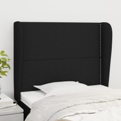 vidaXL Cabecero con orejas de tela negro 83x23x118/128 cm