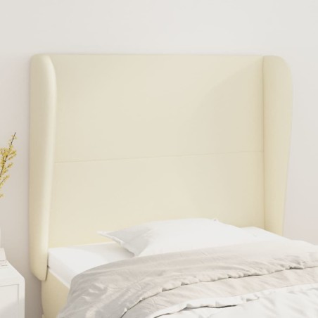 vidaXL Cabecero con orejas de cuero sintético crema 83x23x118/128 cm