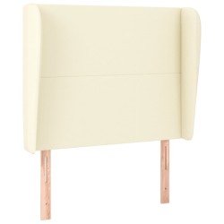 vidaXL Cabecero con orejas de cuero sintético crema 83x23x118/128 cm