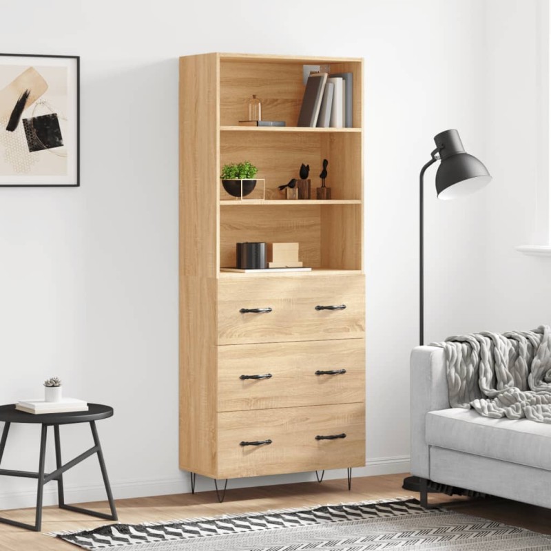 vidaXL Aparador alto madera contrachapada color roble 69,5x34x180 cm vidaXL Aparador alto madera contrachapada color roble 69,5x34x180 cm