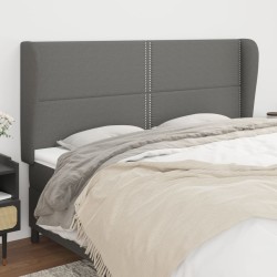 vidaXL Cabecero con orejas de tela gris oscuro 163x23x118/128 cm