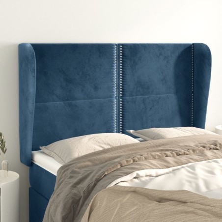 vidaXL Cabecero con orejas de terciopelo azul oscuro 147x23x118/128 cm