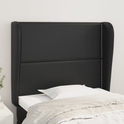 vidaXL Cabecero con orejas de cuero sintético negro 93x23x118/128 cm
