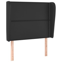 vidaXL Cabecero con orejas de cuero sintético negro 93x23x118/128 cm