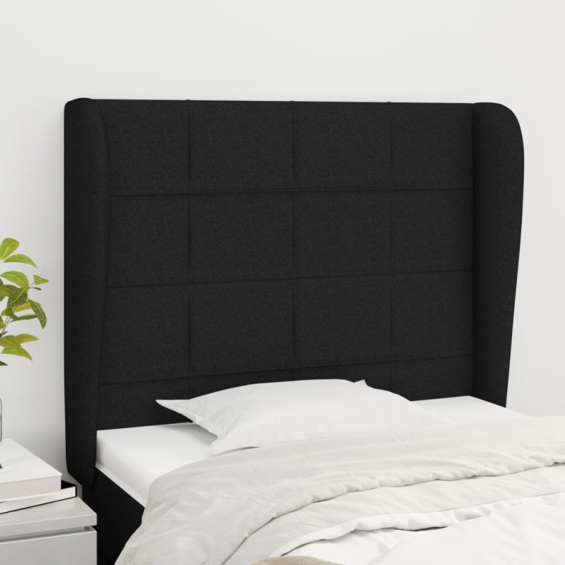vidaXL Cabecero con orejas de tela negro 83x23x118/128 cm vidaXL Cabecero con orejas de tela negro 83x23x118/128 cm