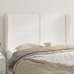 vidaXL Cabecero con orejas de cuero sintético blanco 147x23x118/128 cm