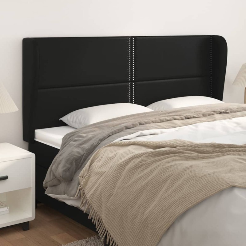 vidaXL Cabecero con orejas cuero sintético negro 203x23x118/128 cm vidaXL Cabecero con orejas cuero sintético negro 203x23x118/128 cm