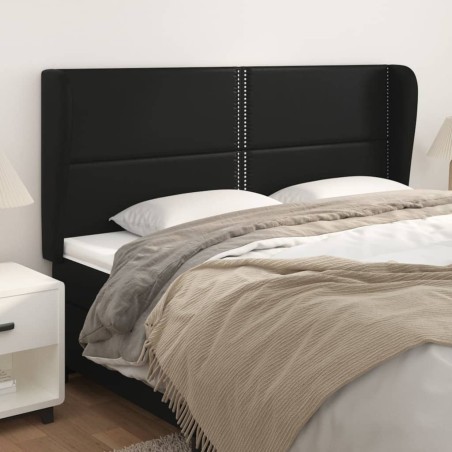 vidaXL Cabecero con orejas cuero sintético negro 203x23x118/128 cm