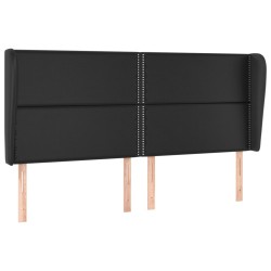 vidaXL Cabecero con orejas cuero sintético negro 203x23x118/128 cm