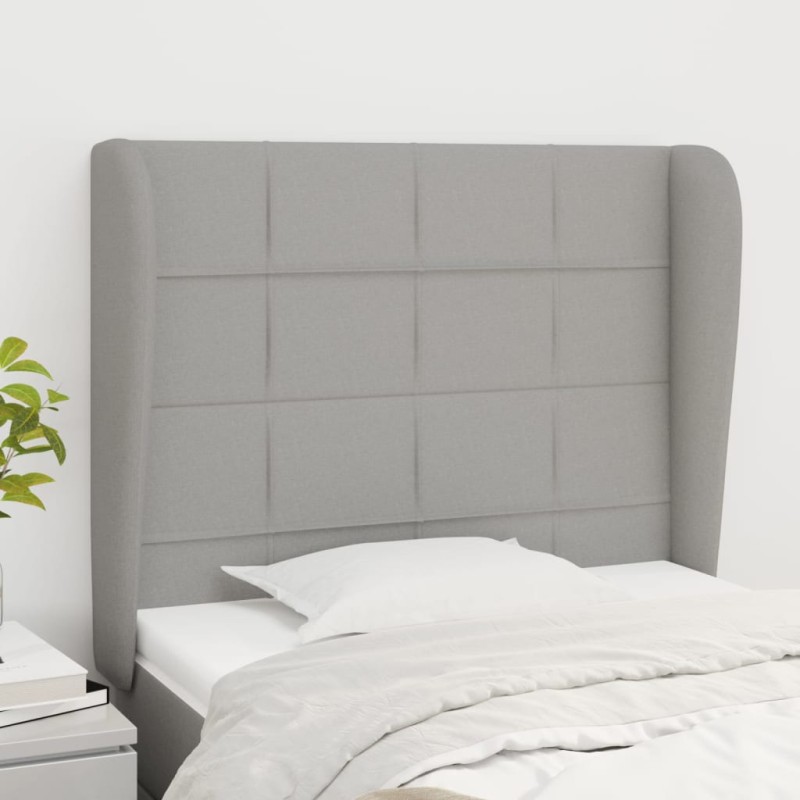 vidaXL Cabecero con orejas de tela gris claro 83x23x118/128 cm