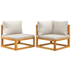 vidaXL Sofás de jardín 2 pzas con cojines madera maciza acacia