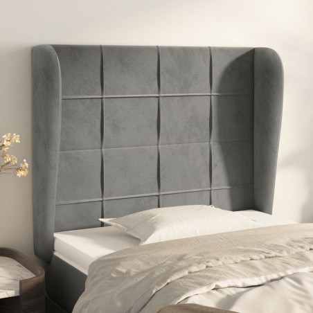 vidaXL Cabecero con orejas de terciopelo gris claro 103x23x118/128 cm