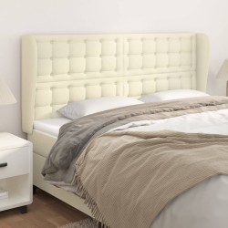 vidaXL Cabecero con orejas cuero sintético crema 183x23x118/128cm