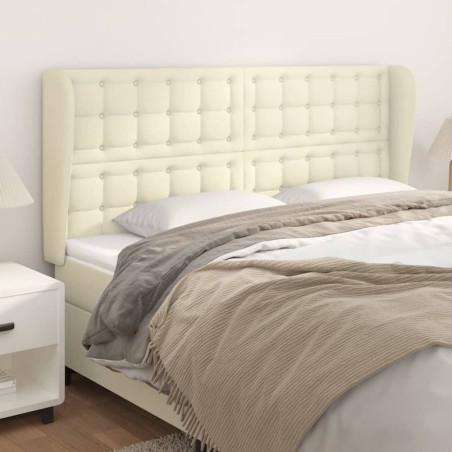 vidaXL Cabecero con orejas cuero sintético crema 183x23x118/128cm