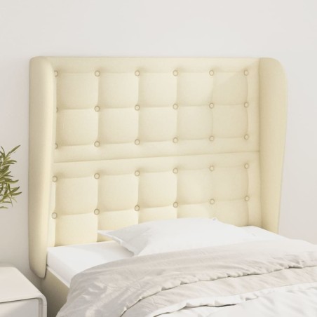 vidaXL Cabecero con orejas cuero sintético color crema 93x23x118/128cm