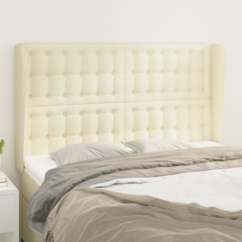 vidaXL Cabecero con orejas de cuero sintético crema 147x23x118/128cm vidaXL Cabecero con orejas de cuero sintético crema 147x23x118/128cm