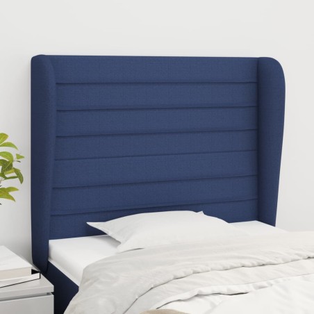 vidaXL Cabecero con orejas de tela azul 83x23x118/128 cm