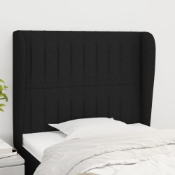 vidaXL Cabecero con orejas de tela negro 103x23x118/128 cm