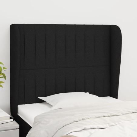 vidaXL Cabecero con orejas de tela negro 103x23x118/128 cm