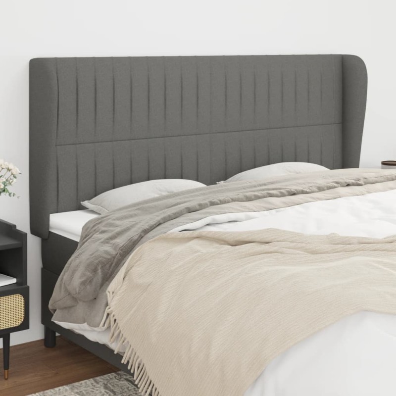 vidaXL Cabecero con orejas de tela gris oscuro 183x23x118/128 cm vidaXL Cabecero con orejas de tela gris oscuro 183x23x118/128 cm