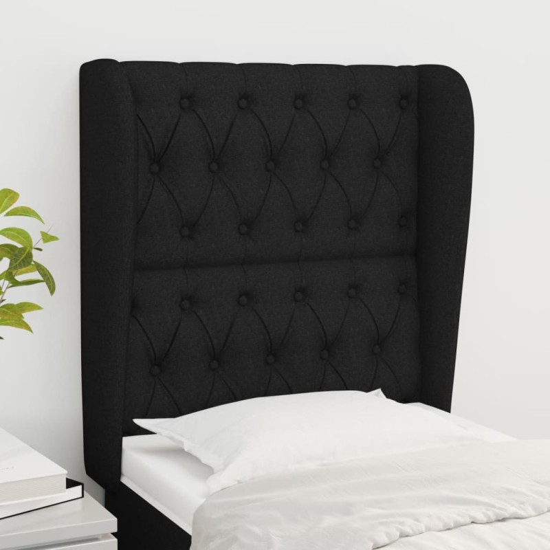 vidaXL Cabecero con orejas de tela negro 83x23x118/128 cm vidaXL Cabecero con orejas de tela negro 83x23x118/128 cm