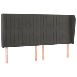 vidaXL Cabecero con orejas de terciopelo gris oscuro 163x23x118/128 cm